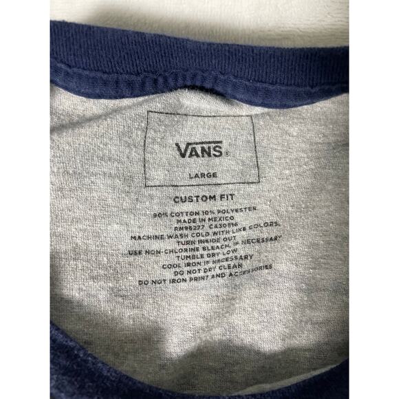 Vans Off The Wall Raglan Tee Navy Gray Size L - Picture 6 of 6